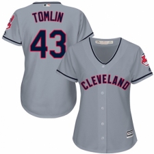 Women's Majestic Cleveland Indians #43 Josh Tomlin Replica Grey Road Cool Base MLB Jersey