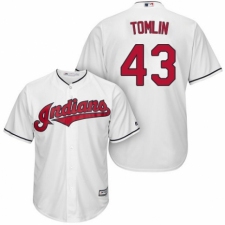 Youth Majestic Cleveland Indians #43 Josh Tomlin Replica White Home Cool Base MLB Jersey