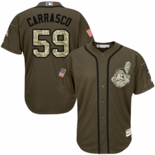 Men's Majestic Cleveland Indians #59 Carlos Carrasco Authentic Green Salute to Service MLB Jersey