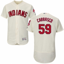 Men's Majestic Cleveland Indians #59 Carlos Carrasco Cream Alternate Flex Base Authentic Collection MLB Jersey