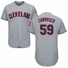 Men's Majestic Cleveland Indians #59 Carlos Carrasco Grey Road Flex Base Authentic Collection MLB Jersey