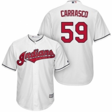 Men's Majestic Cleveland Indians #59 Carlos Carrasco Replica White Home Cool Base MLB Jersey