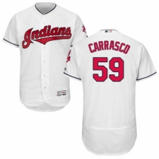 Men's Majestic Cleveland Indians #59 Carlos Carrasco White Home Flex Base Authentic Collection MLB Jersey