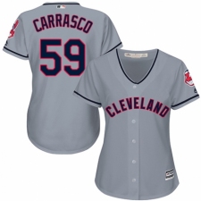 Women's Majestic Cleveland Indians #59 Carlos Carrasco Authentic Grey Road Cool Base MLB Jersey
