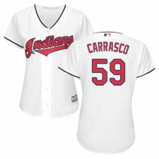 Women's Majestic Cleveland Indians #59 Carlos Carrasco Authentic White Home Cool Base MLB Jersey