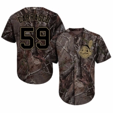 Youth Majestic Cleveland Indians #59 Carlos Carrasco Authentic Camo Realtree Collection Flex Base MLB Jersey