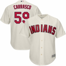 Youth Majestic Cleveland Indians #59 Carlos Carrasco Authentic Cream Alternate 2 Cool Base MLB Jersey