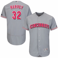 Men's Majestic Cincinnati Reds #32 Matt Harvey Grey Road Flex Base Authentic Collection MLB Jersey