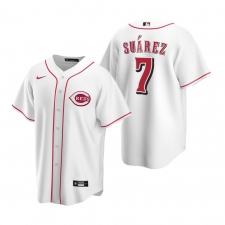 Men's Nike Cincinnati Reds #7 Eugenio Suarez White Home Stitched Baseball Jersey
