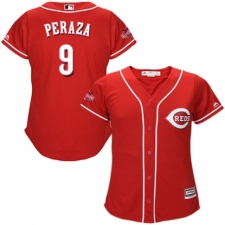 Women's Majestic Cincinnati Reds #9 Jose Peraza Replica Red Alternate Cool Base MLB Jersey