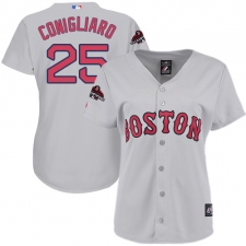 Women's Majestic Boston Red Sox #25 Tony Conigliaro Authentic Grey Road 2018 World Series Champions MLB Jersey