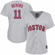 Women's Majestic Boston Red Sox #11 Rafael Devers Replica Grey Road MLB Jersey