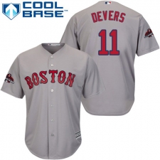 Youth Majestic Boston Red Sox #11 Rafael Devers Authentic Grey Road Cool Base 2018 World Series Champions MLB Jersey