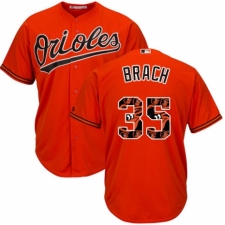 Men's Majestic Baltimore Orioles #35 Brad Brach Authentic Orange Team Logo Fashion Cool Base MLB Jersey