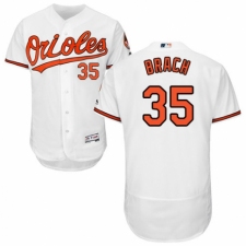 Men's Majestic Baltimore Orioles #35 Brad Brach White Home Flex Base Authentic Collection MLB Jersey