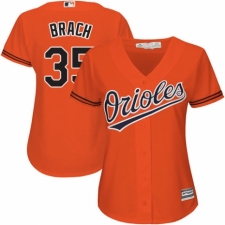 Women's Majestic Baltimore Orioles #35 Brad Brach Replica Orange Alternate Cool Base MLB Jersey