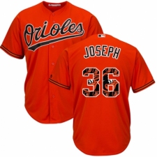 Men's Majestic Baltimore Orioles #36 Caleb Joseph Authentic Orange Team Logo Fashion Cool Base MLB Jersey