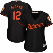 Women's Majestic Baltimore Orioles #12 Roberto Alomar Replica Black Alternate Cool Base MLB Jersey