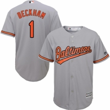 Youth Majestic Baltimore Orioles #1 Tim Beckham Replica Grey Road Cool Base MLB Jersey