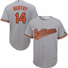Men's Majestic Baltimore Orioles #14 Craig Gentry Replica Grey Road Cool Base MLB Jersey