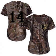 Women's Majestic Baltimore Orioles #14 Craig Gentry Authentic Camo Realtree Collection Flex Base MLB Jersey