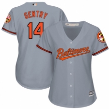 Women's Majestic Baltimore Orioles #14 Craig Gentry Authentic Grey Road Cool Base MLB Jersey