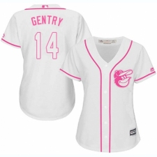 Women's Majestic Baltimore Orioles #14 Craig Gentry Authentic White Fashion Cool Base MLB Jersey