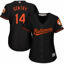 Women's Majestic Baltimore Orioles #14 Craig Gentry Replica Black Alternate Cool Base MLB Jersey