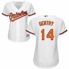 Women's Majestic Baltimore Orioles #14 Craig Gentry Replica White Home Cool Base MLB Jersey