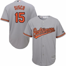 Men's Majestic Baltimore Orioles #15 Chance Sisco Replica Grey Road Cool Base MLB Jersey