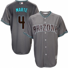 Men's Majestic Arizona Diamondbacks #4 Ketel Marte Authentic Gray/Turquoise Cool Base MLB Jersey
