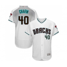 Men's Arizona Diamondbacks #40 Andrew Chafin White Teal Alternate Authentic Collection Flex Base Baseball Jersey