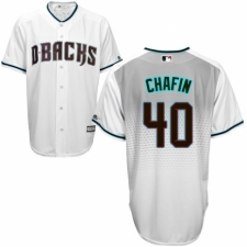 Men's Majestic Arizona Diamondbacks #40 Andrew Chafin Authentic White/Capri Cool Base MLB Jersey