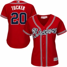 Women's Majestic Atlanta Braves #20 Preston Tucker Authentic Red Alternate Cool Base MLB Jersey