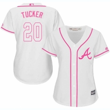 Women's Majestic Atlanta Braves #20 Preston Tucker Replica White Fashion Cool Base MLB Jersey