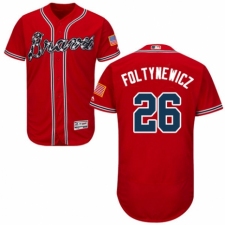 Men's Majestic Atlanta Braves #26 Mike Foltynewicz Red Alternate Flex Base Authentic Collection MLB Jersey