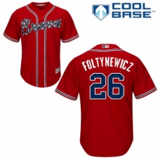 Youth Majestic Atlanta Braves #26 Mike Foltynewicz Authentic Red Alternate Cool Base MLB Jersey