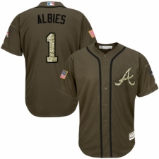 Men's Majestic Atlanta Braves #1 Ozzie Albies Authentic Green Salute to Service MLB Jersey