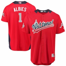 Youth Majestic Atlanta Braves #1 Ozzie Albies Game Red National League 2018 MLB All-Star MLB Jersey
