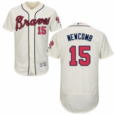 Men's Majestic Atlanta Braves #15 Sean Newcomb Cream Alternate Flex Base Authentic Collection MLB Jersey