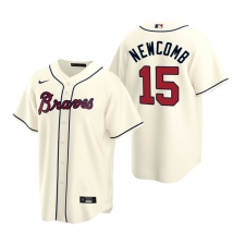 Men's Nike Atlanta Braves #15 Sean Newcomb Cream Alternate Stitched Baseball Jersey