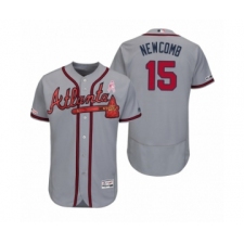 Men's Sean Newcomb Atlanta Braves #15 Gray 2019 Mothers Day Flex Base Authentic Jersey
