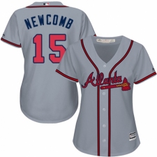 Women's Majestic Atlanta Braves #15 Sean Newcomb Authentic Grey Road Cool Base MLB Jersey