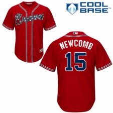 Youth Majestic Atlanta Braves #15 Sean Newcomb Authentic Red Alternate Cool Base MLB Jersey