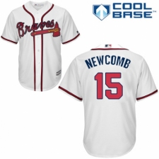 Youth Majestic Atlanta Braves #15 Sean Newcomb Authentic White Home Cool Base MLB Jersey