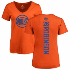NBA Women's Nike New York Knicks #26 Mitchell Robinson Orange One Color Backer Slim-Fit V-Neck T-Shirt