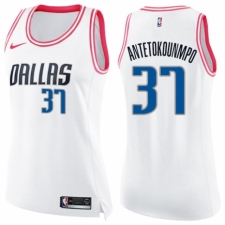 Women's Nike Dallas Mavericks #37 Kostas Antetokounmpo Swingman White/Pink Fashion NBA Jersey