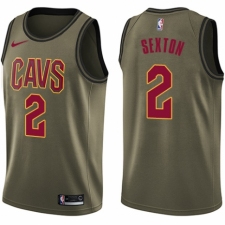 Men's Nike Cleveland Cavaliers #2 Collin Sexton Swingman Green Salute to Service NBA Jersey