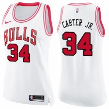 Women's Nike Chicago Bulls #34 Wendell Carter Jr. Swingman White/Pink Fashion NBA Jersey