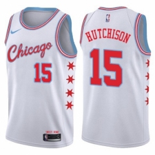 Men's Nike Chicago Bulls #15 Chandler Hutchison Authentic White NBA Jersey - City Edition